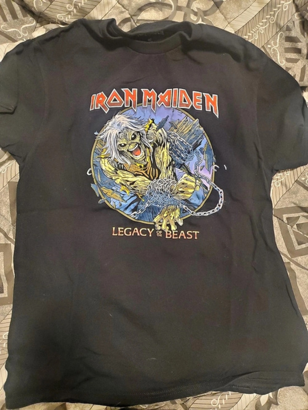 Iron Maiden Legacy of the Beast Tour T-Shirt Graphic Tee Black Medium